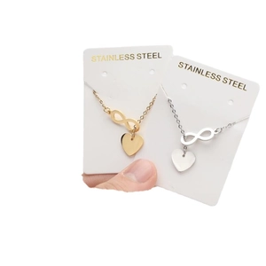 Collier minimaliste en acier inoxydable avec pendentif cœur infini en or et argent