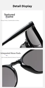 Detail of glossy black round sunglasses frames and comfortable integrated nose pads
