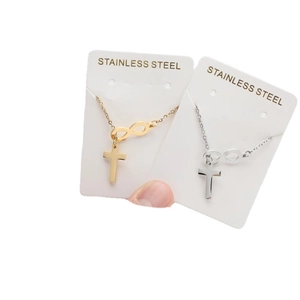 Minimalist stainless steel infinity cross necklace set in gold and silver finish