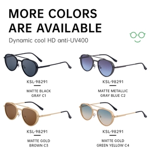 Matrix view of multiple steampunk aviator sunglasses in various matte metal finishes