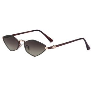 Chic polygonal sunglasses with gold metal bridge and brown gradient lenses on white backdrop