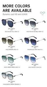 Collection of seven colorful aviator sunglasses with UV400 metal frames and gradient lenses