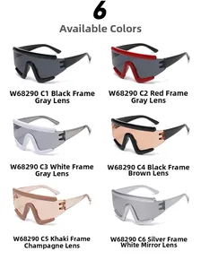 Detailed grid showing six color options for the oversized wrap-around sports sunglasses