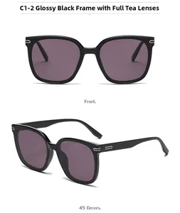 Detailed front and side views of square polarized sunglasses with brown tinted lenses