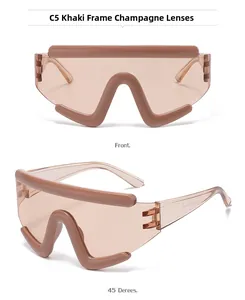Front and 45-degree angle views of khaki frame cycling sunglasses with champagne lenses