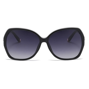 Schicke Oversize-Quadrat-Polarisationssonnenbrille für Damen mit schwarzem Rahmen