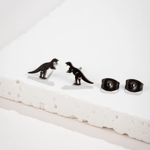 Minimalist Dinosaur Stud Earrings Stainless Steel T-Rex Silhouette Animal Tiny Fashion Jewelry For Women