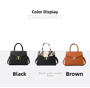 Detailed comparison of trapezoid handbags in black croc, snake handle, and brown croc texture