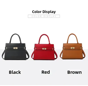 Lot de trois sacs à main rétro en noir, rouge et marron avec fermoirs rotatifs dorés