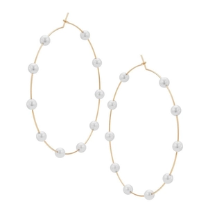 Große Creolen Vergoldetes Kupfer Mit Runden Kunstperlen Eleganter Minimalistischer Modeschmuck Für Damen