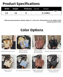 Tableau des tailles détaillé pour sac seau en cuir PU matelassé avec chaîne et ours