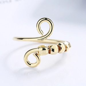 Copper Anxiety Ring Spinner Fidget Rings For Stress Relief Adjustable Open Spiral Faceted Beads Jewelry