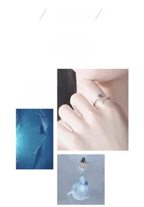 Detail eines silbernen Rings mit blauem Stern und glitzerndem Fischschwanz-Anhänger