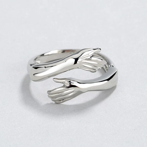Hugging Hands Ring Open Adjustable Polished Copper Creative Romantic Jewelry Gift For Women Men