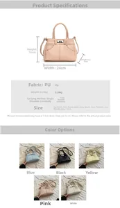 Detailed size chart and specifications for the textured PU leather Kelly handbag
