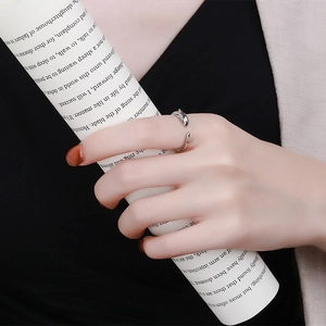 Creative silver whale open ring with adjustable minimalist marine animal design for women