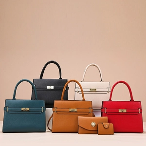 Sac à Main Élégant en Cuir PU Motif Litchi pour Femmes Avec Bandoulière Sac Bandoulière Avec Portefeuille