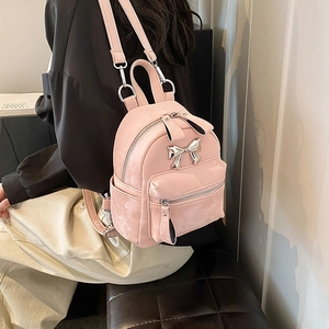 Women Mini Backpack PU Leather Cute Metal Bow Small Rucksack Travel School Bag Fashion Casual For Girls