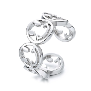 Verstellbarer silberner Smiley-Ring mit hohlem Mehrschicht-Design im Vintage-Punk-Stil