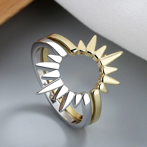 Anello Raggi Di Sole Rame Geometrico Punta Solare Impilabile Stella Gioielli Da Dito Per Donne