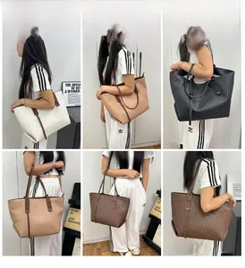 Detailed grid view showing various color options of the woven large tote shoulder bag