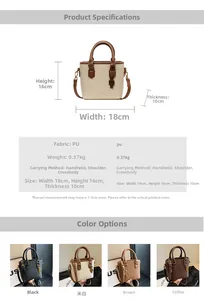 Spécifications de taille et tableau des matériaux pour le sac seau en PU avec charm d'ours