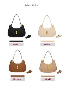 Quatre couleurs de sacs à main demi-lune à motif de pierre en noir, blanc, brun et kaki