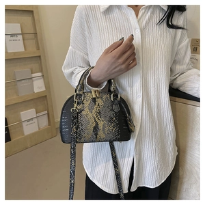 Détails de la texture serpent et double fermeture éclair en métal du sac en coquille