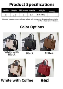 Dimensions détaillées du sac cabas en cuir PU matelassé avec cinq options de couleur