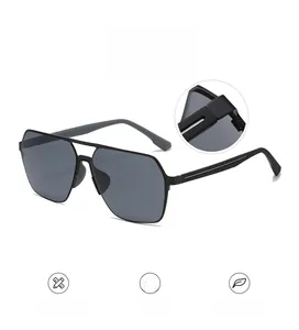 Macro detail of high-quality hinges on matte black square pilot sunglasses for men