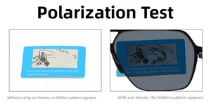 Polarized lens test card showing high-contrast glare reduction for square sunglasses