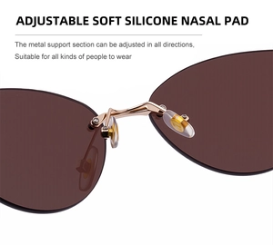 Gros plan sur les plaquettes en silicone réglables et la monture dorée des lunettes