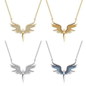 Collana Pendente Ali Angelo Rame Zircone Scintillante Gioielli Regalo Per Donne Elegante Moda