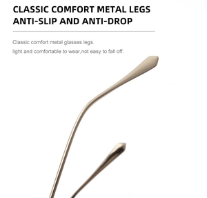 Detail showing high-quality golden metal eyewear legs with anti-slip design for comfort