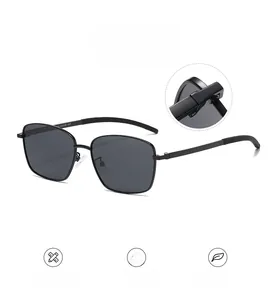 Detail of high-quality hinges and specifications on square polarized sunglasses