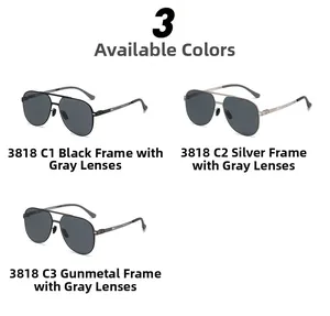 Detailed comparison of aviator sunglasses in black, silver and gunmetal frames