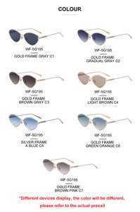 Assortimento di occhiali da sole cat-eye WF-5G195 in vari colori e montature in metallo