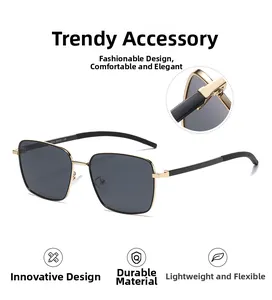 Detail of square polarized sunglasses featuring gold metal hinges and model 3828 engraving