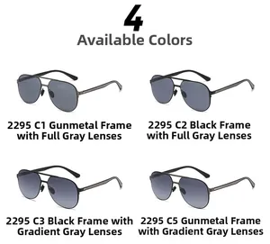 Selection of four pilot-style polarized sunglasses in gunmetal and black frames
