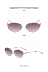 Occhiali da sole cat eye con montatura in metallo dorato e lenti sfumate rosa viola chic