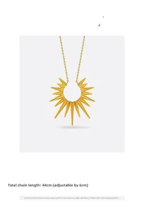 Detail of 18K gold sunburst pendant with adjustable 44cm+6cm O-chain necklace