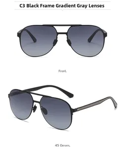 Close-up of matte black aviator sunglasses with gradient grey lenses and dual bridge