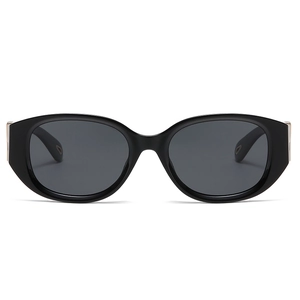 Women's cat eye polarized sunglasses with black frames and gold metal accents