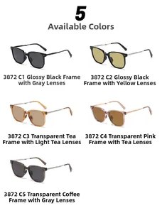 Detailed catalog showing five colors of foldable square polarized sunglasses for men