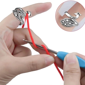 Adjustable vintage peacock yarn guide ring for knitting and crochet craft work