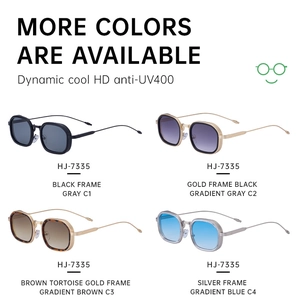 Details der quadratischen HJ-7335 Sonnenbrille mit UV400-Schutz und vier Farbvarianten