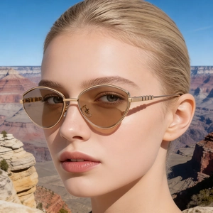 Occhiali Da Sole Occhio Di Gatto Donna Montatura Metallo Protezione UV400 Retrò Viaggio Shades Trendy Lusso Accessorio