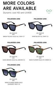 Cinq lunettes de soleil polarisées avec charnières dorées et protection anti-UV400