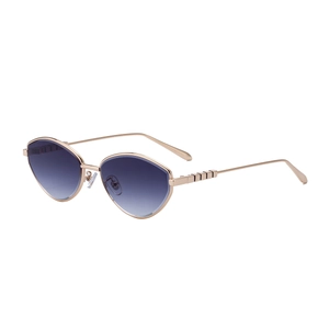 Occhiali da sole cat-eye con montatura in metallo dorato e lenti sfumate blu-viola