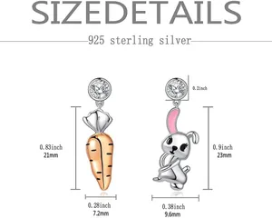 Tabella taglie per orecchini a carota e coniglio in argento sterling 925 massiccio